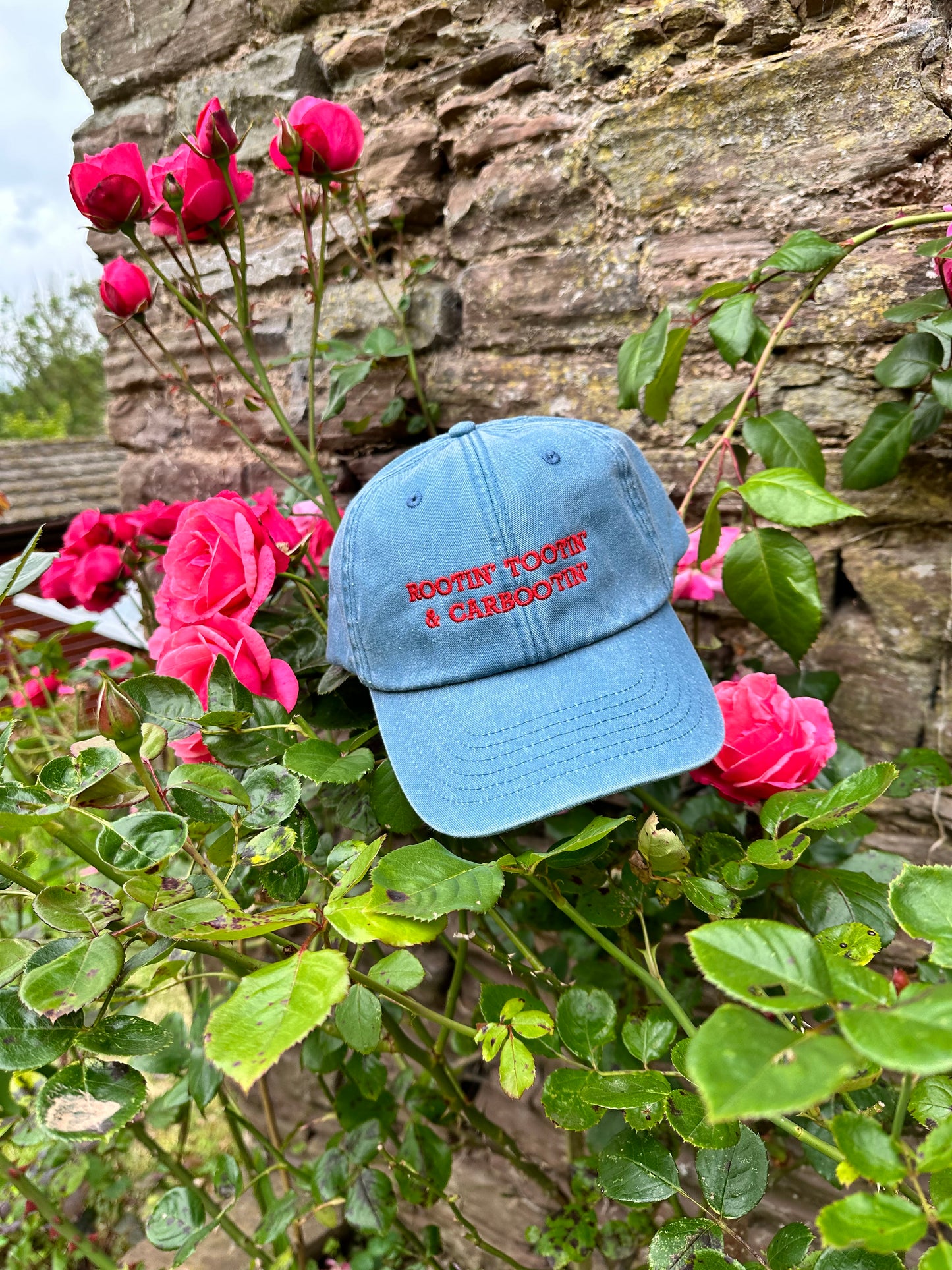 Rootin’ Tootin’ & Carbootin’ Blue & Red Cap Hat