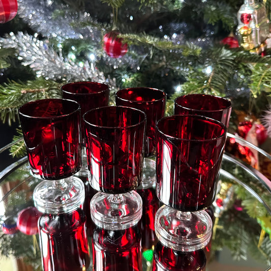 Ruby Red Vintage Glasses Tall (x6)