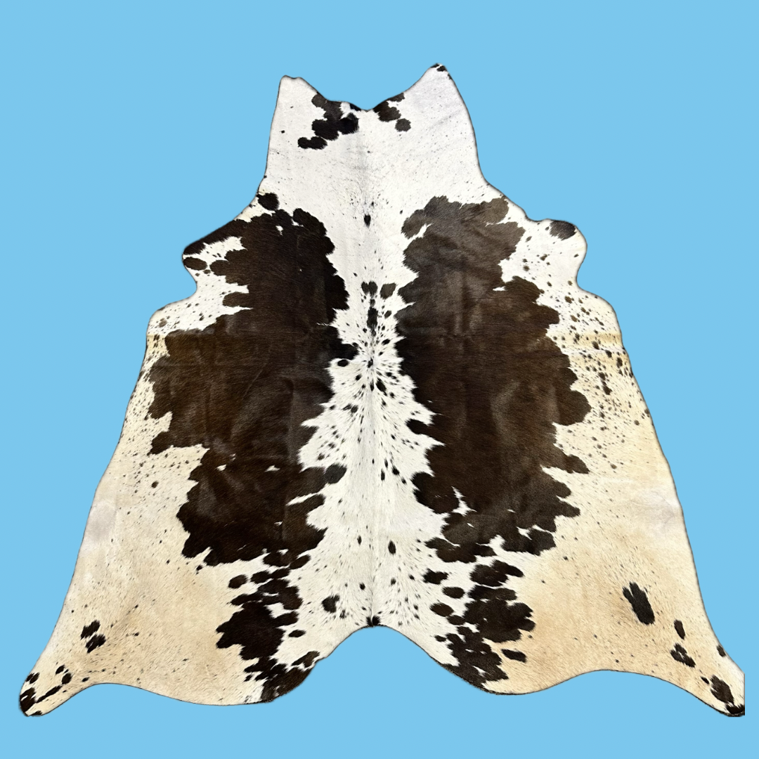 Cream & Brown Cowhide Rug #4