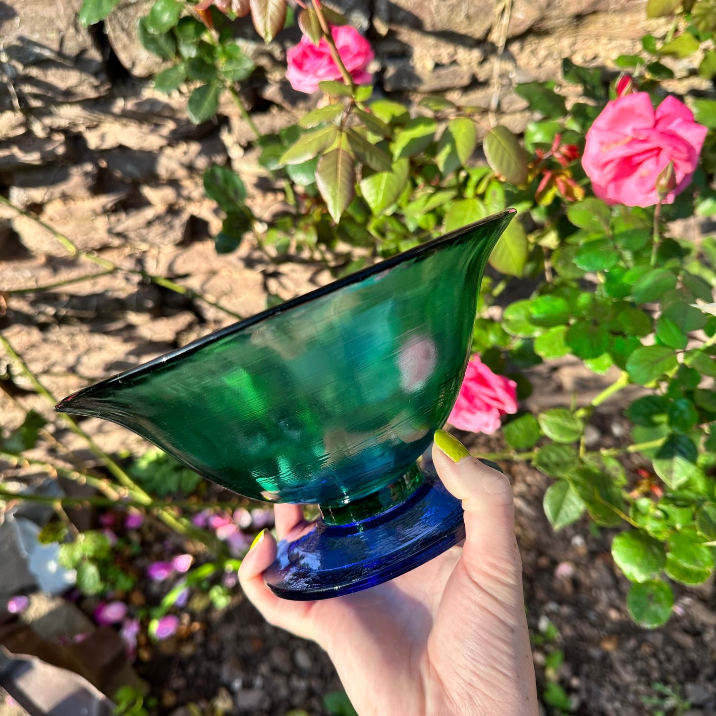 Green & Blue Glass Bowl