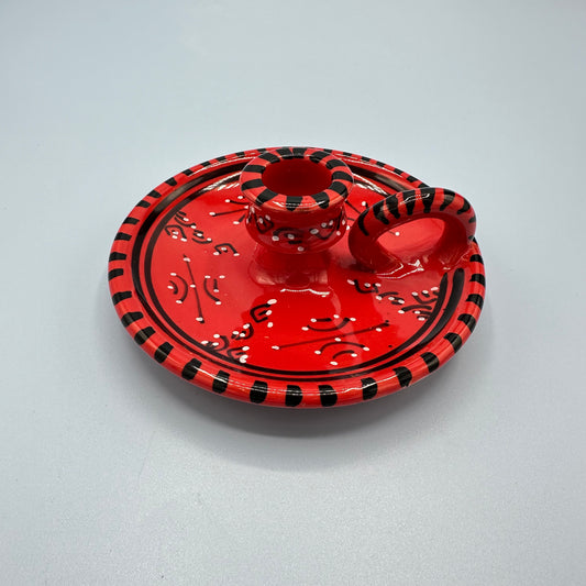 Red & Black Ceramic Candle Holder
