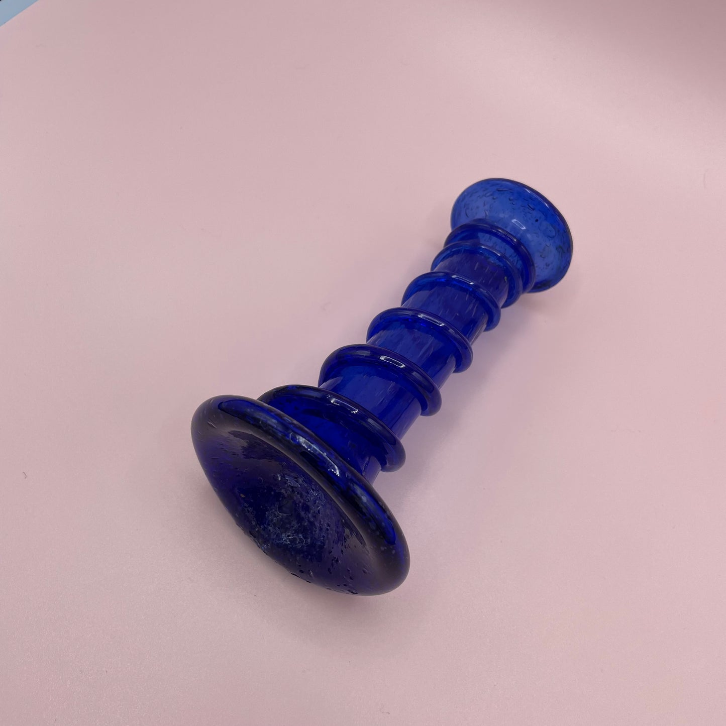 Hand Blown Blue Candle Holder