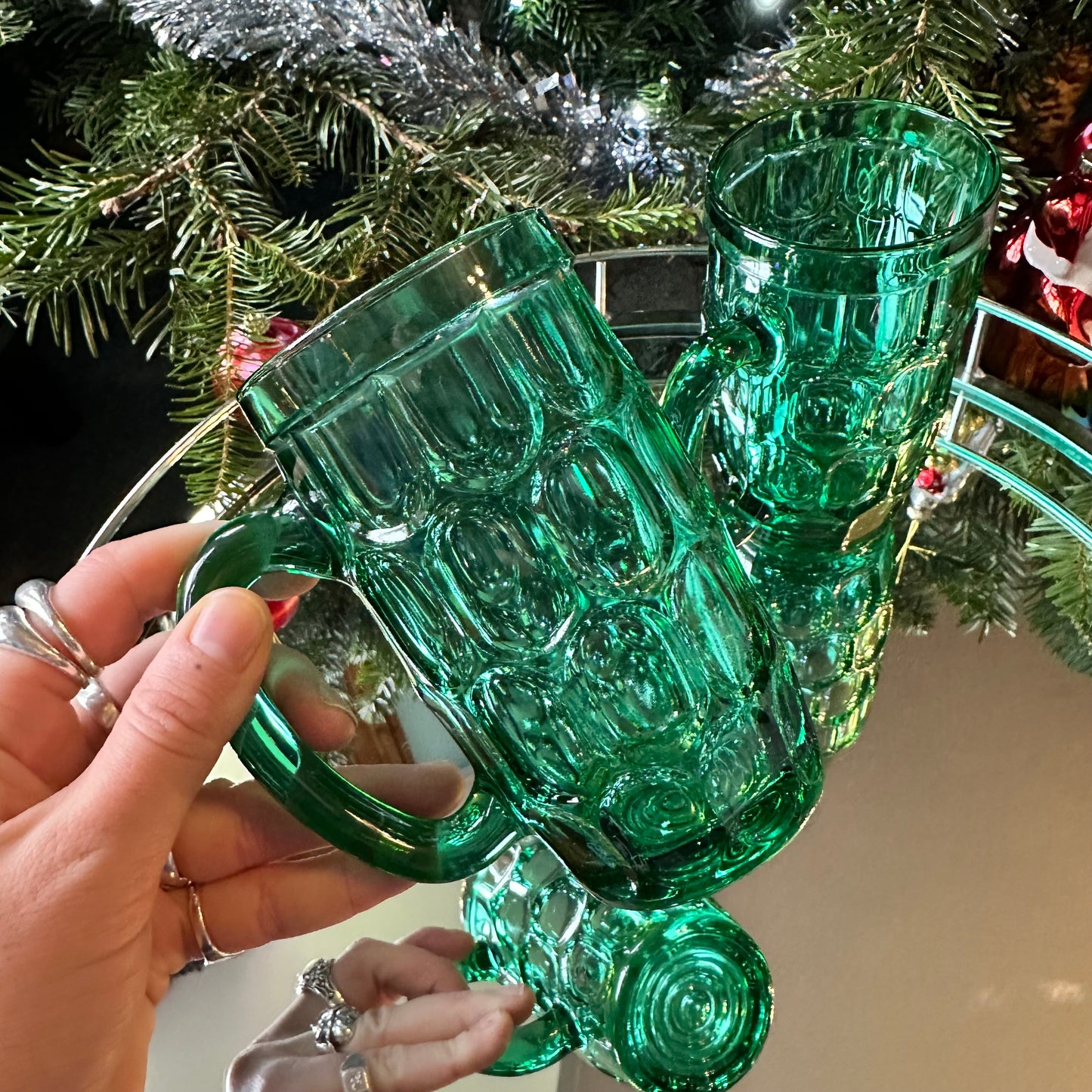 Green Half Pint Tankards (Pair)