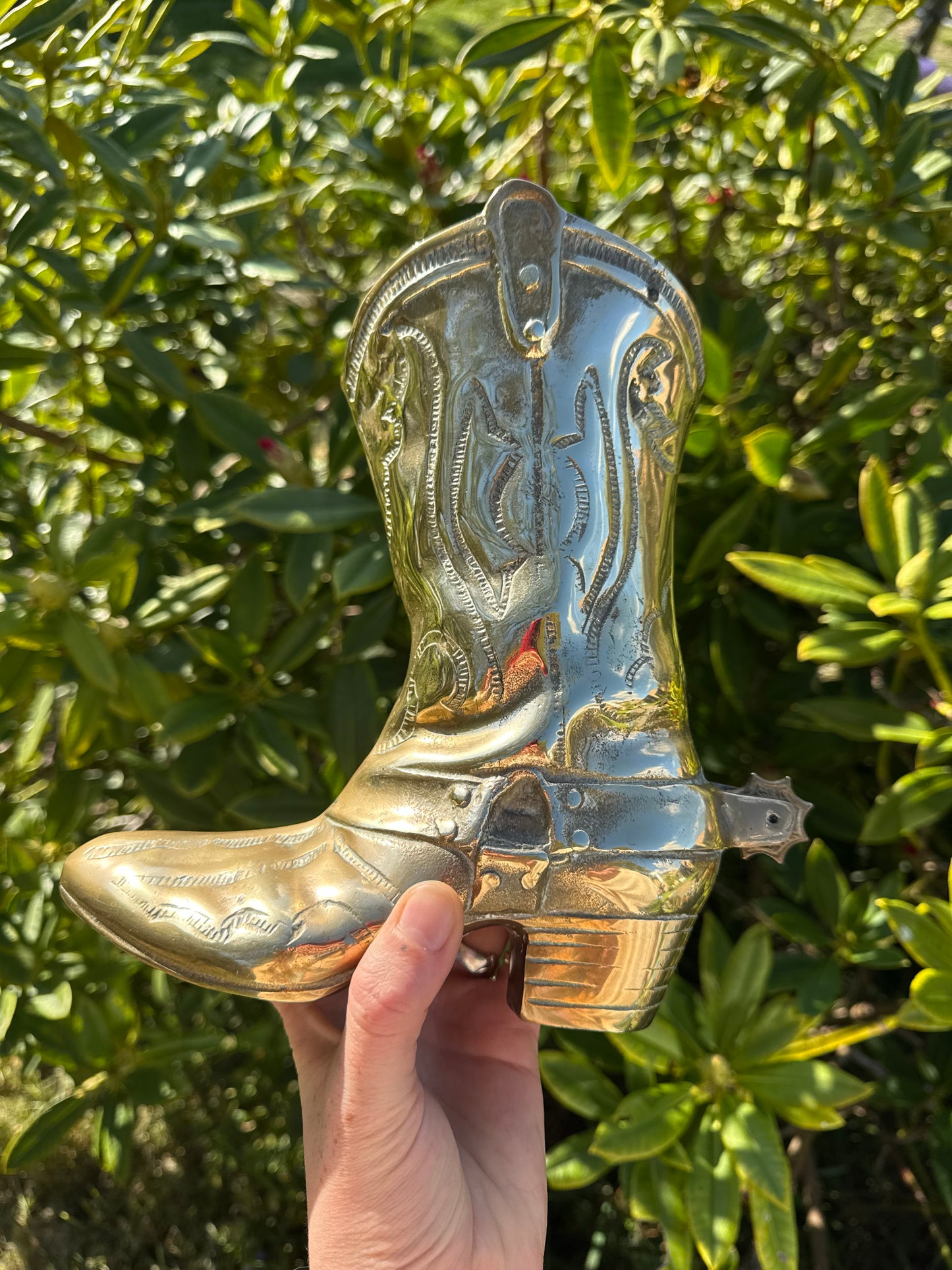 Brass Cowboy Boot Vase Large