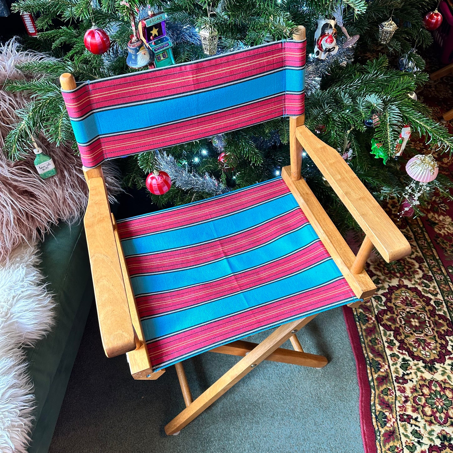 Candy Striped Director's Chair (Red & Blue)