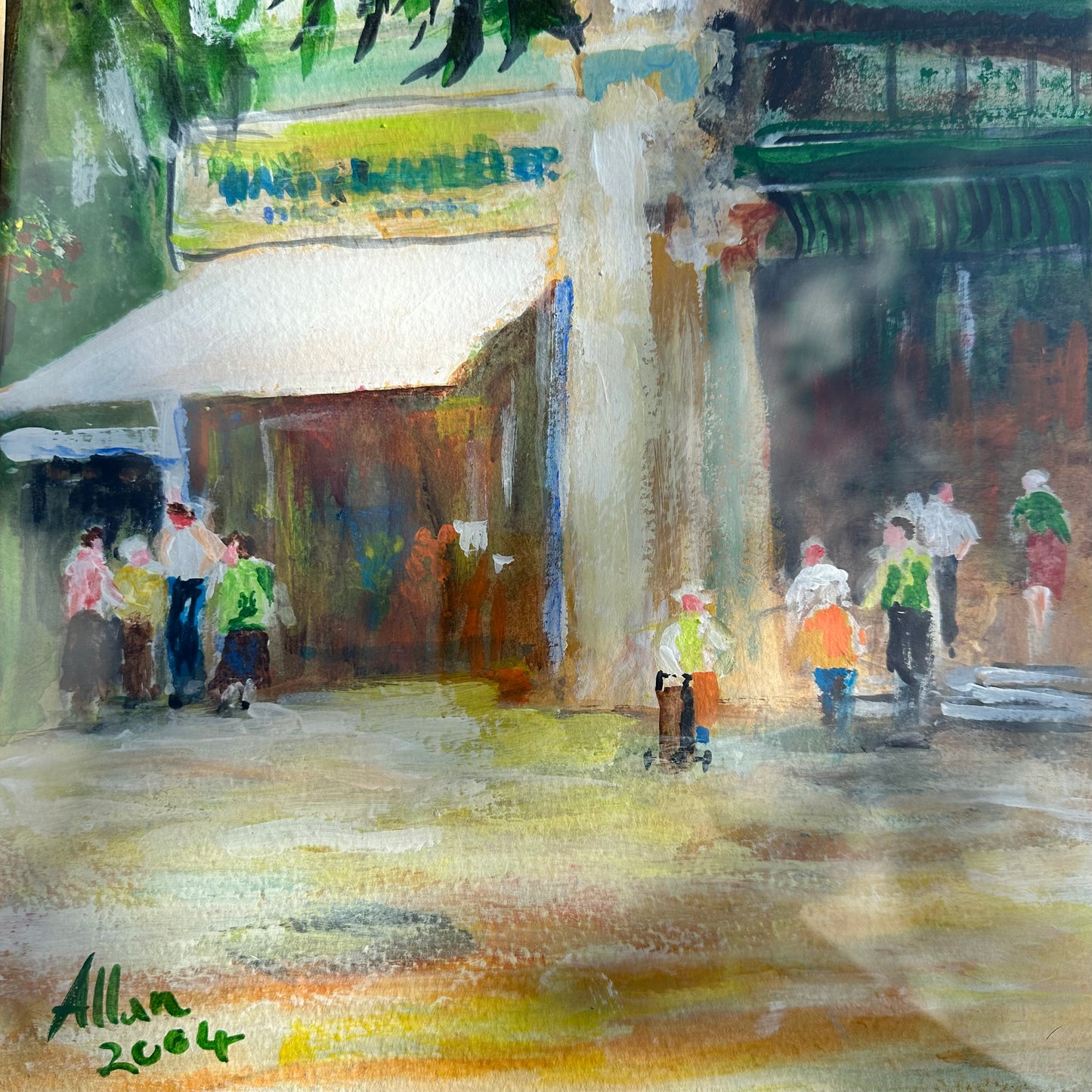 Newport Market Scene Mixed Media Original Piece