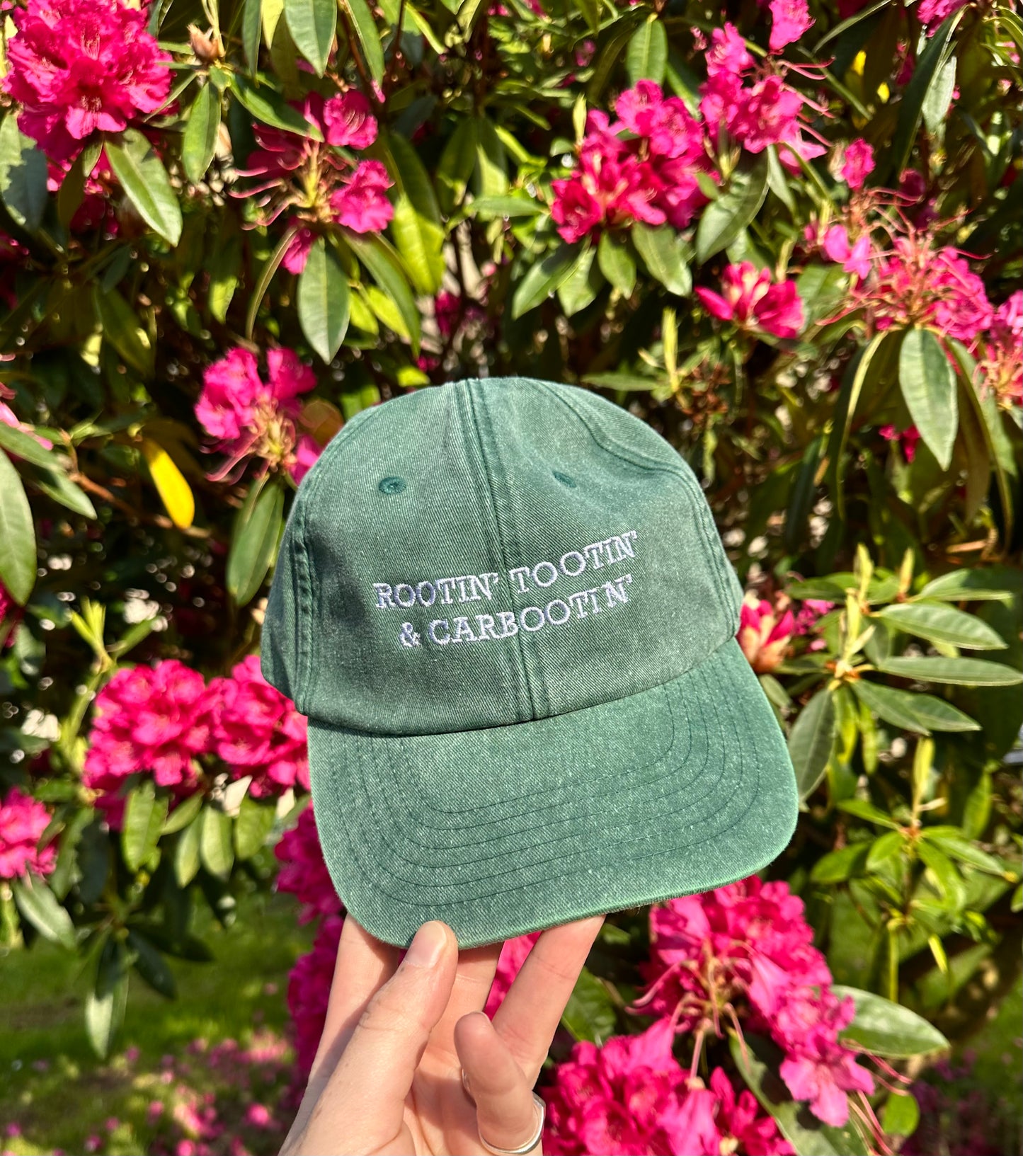 Rootin’ Tootin’ & Carbootin’ Vintage Green & Lilac Cap