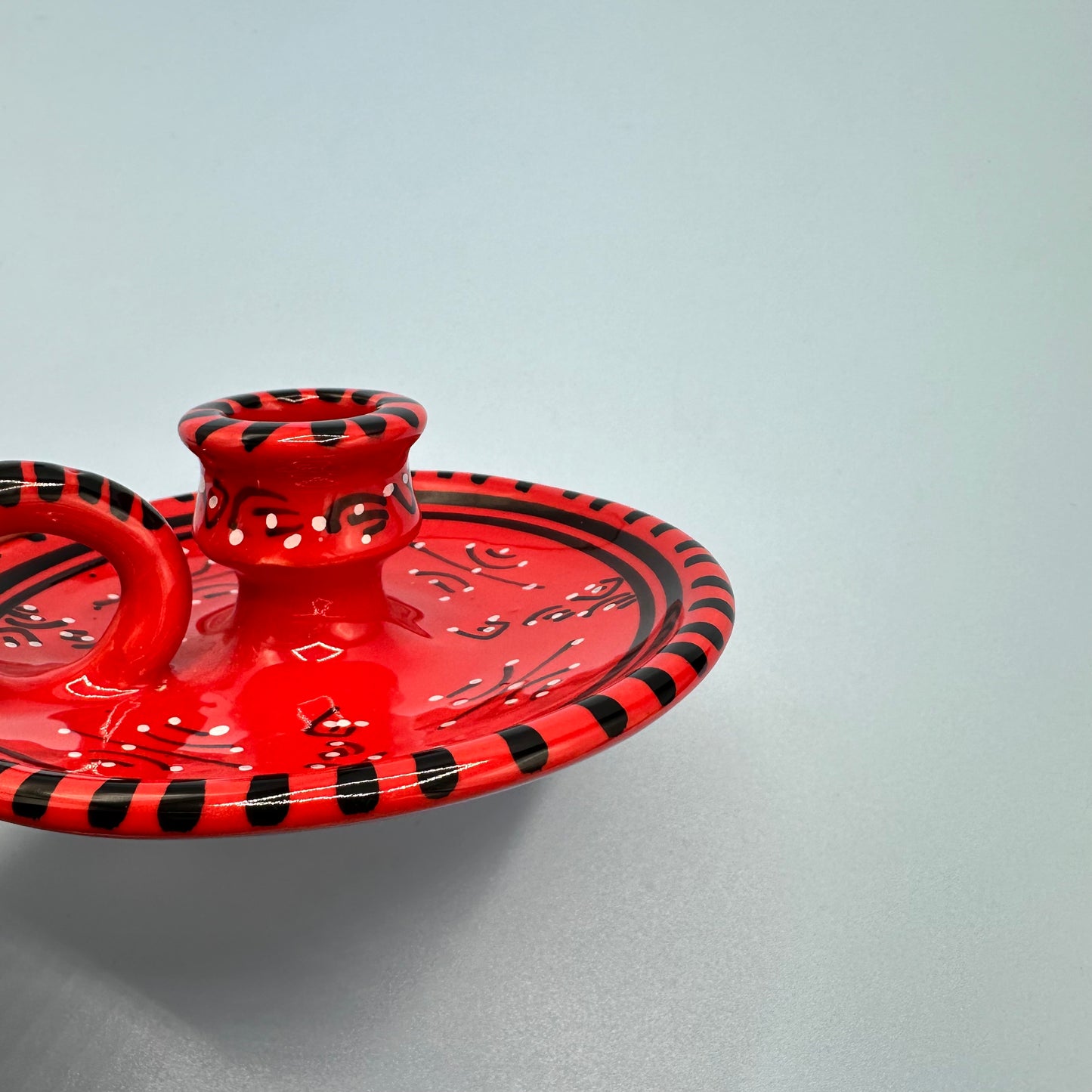 Red & Black Ceramic Candle Holder