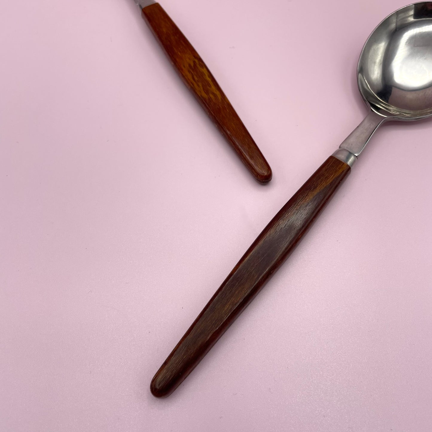 Teak Handle Serving Spoons x2