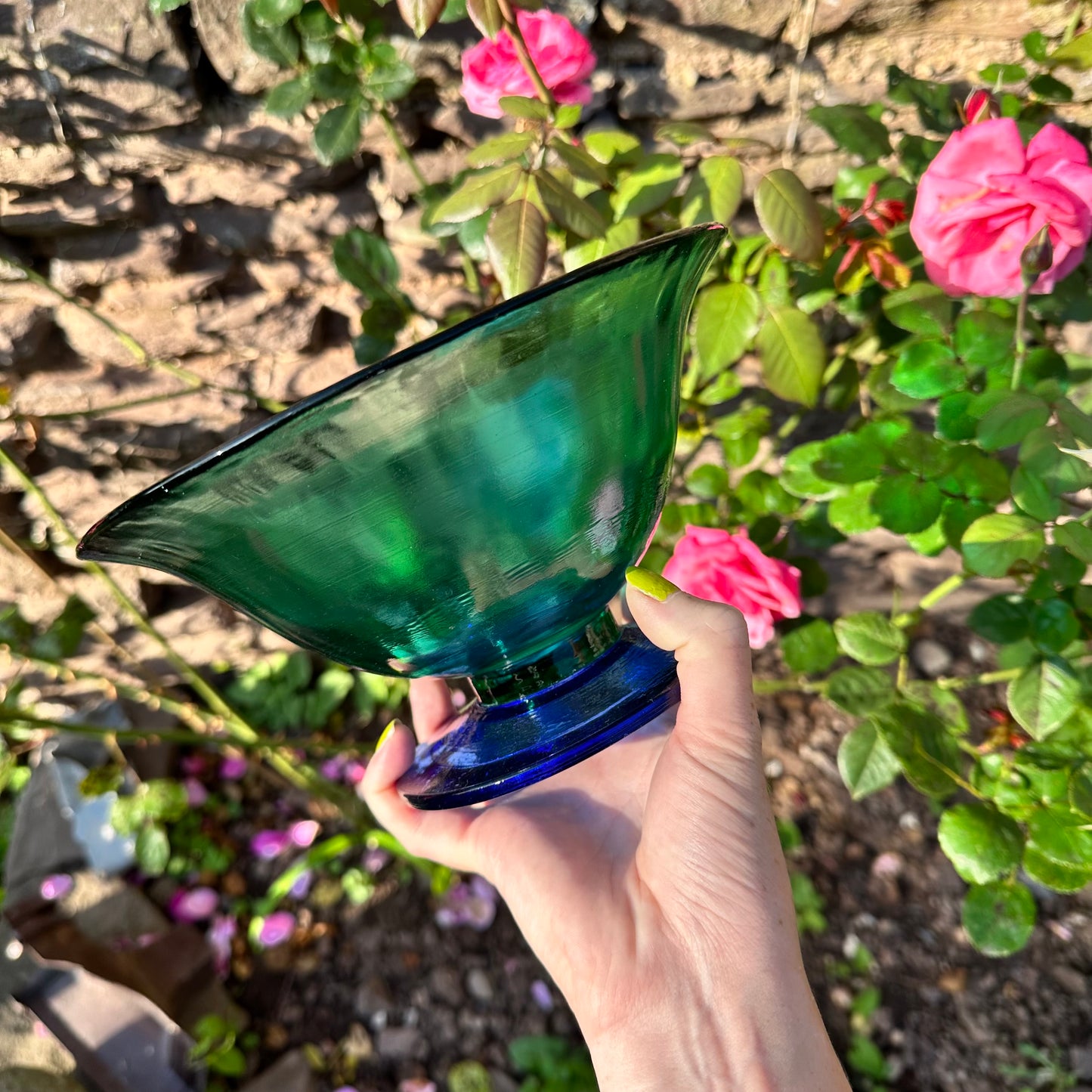 Green & Blue Glass Bowl