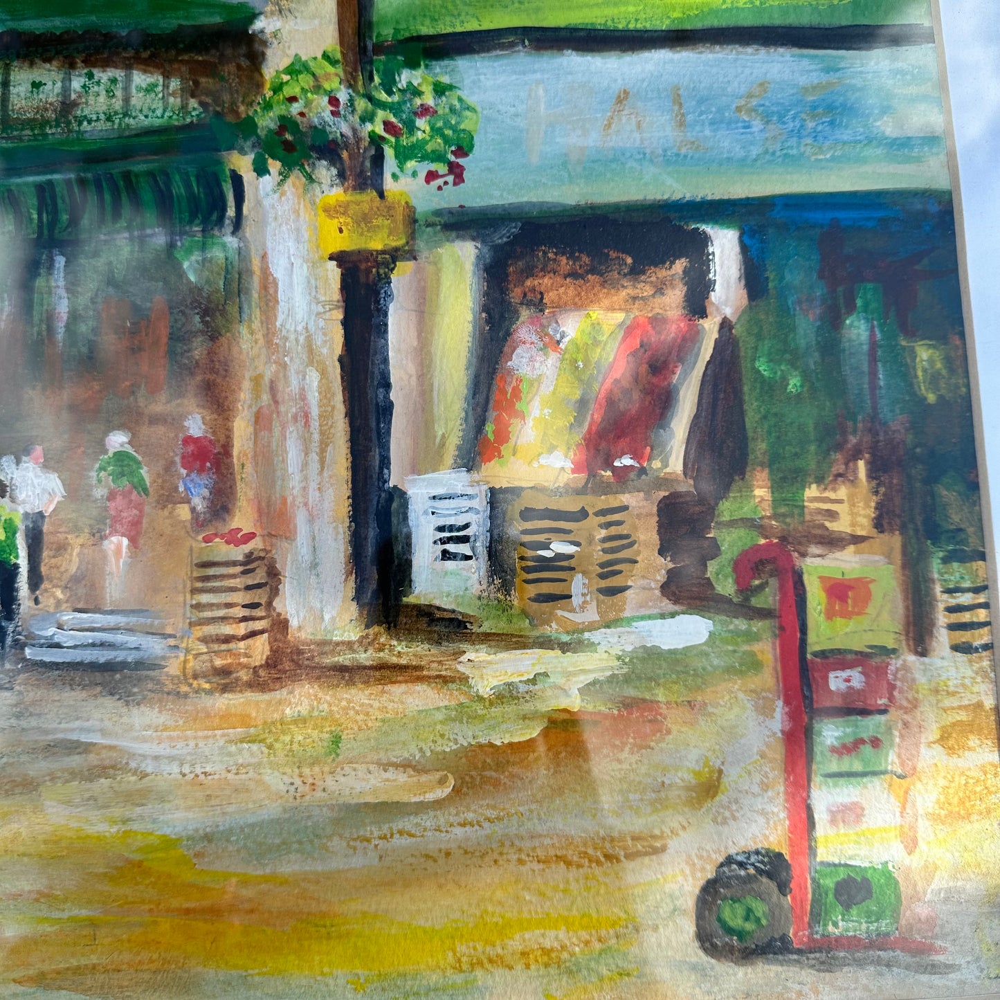 Newport Market Scene Mixed Media Original Piece