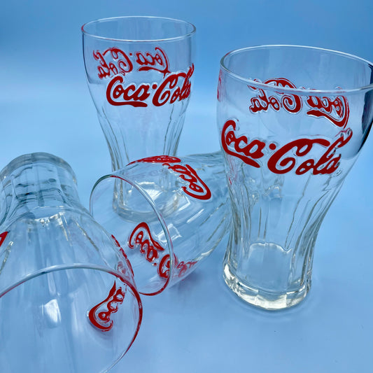 Clear Coke Glasses x 4