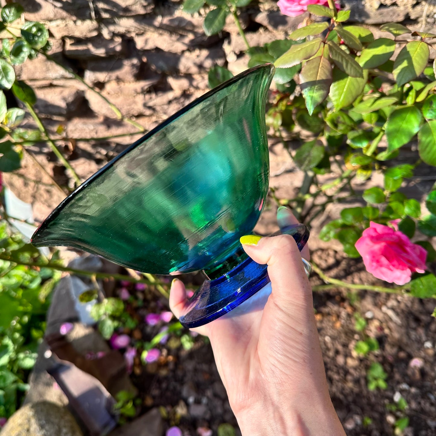 Green & Blue Glass Bowl