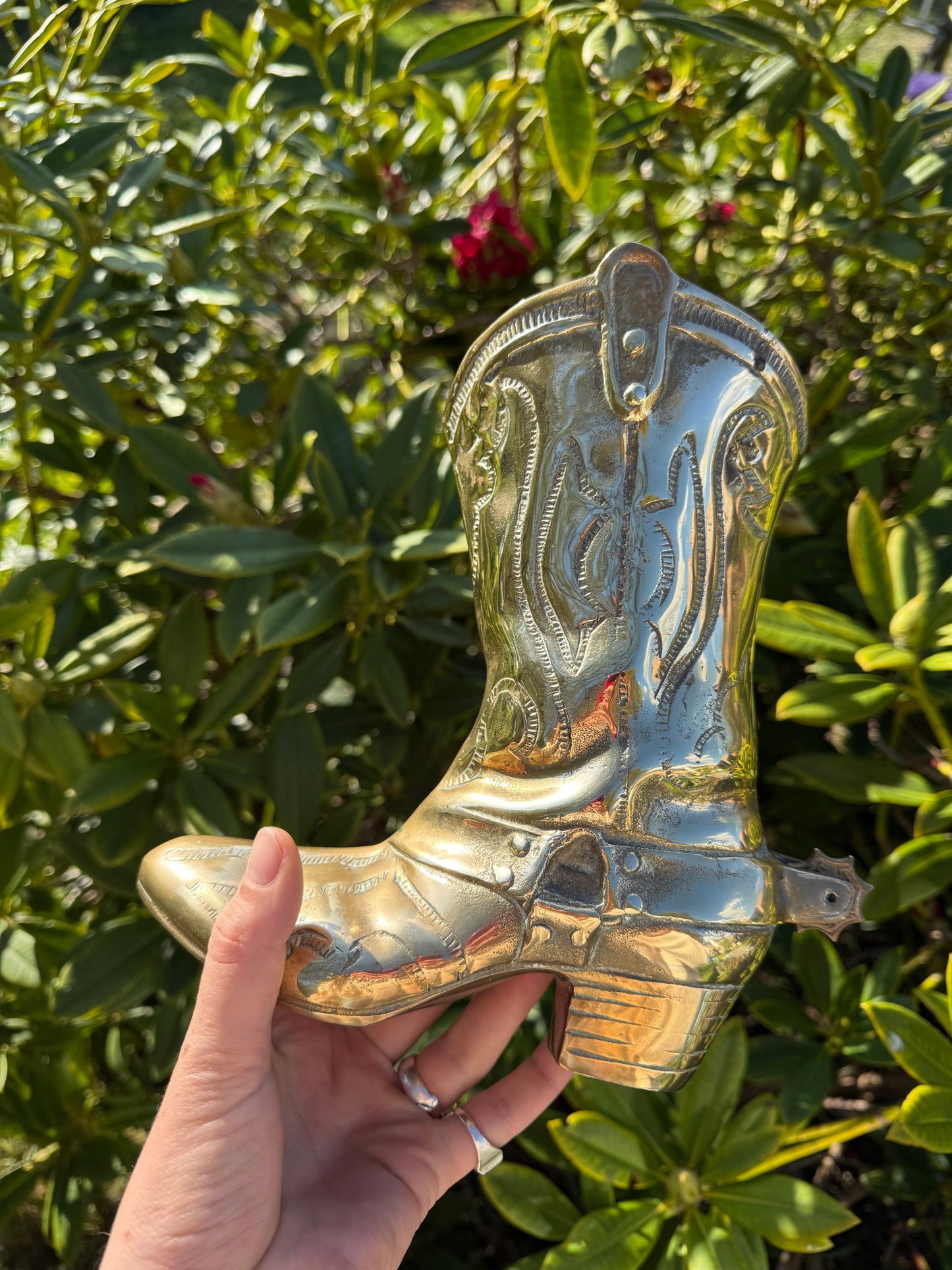 Brass Cowboy Boot Vase Large