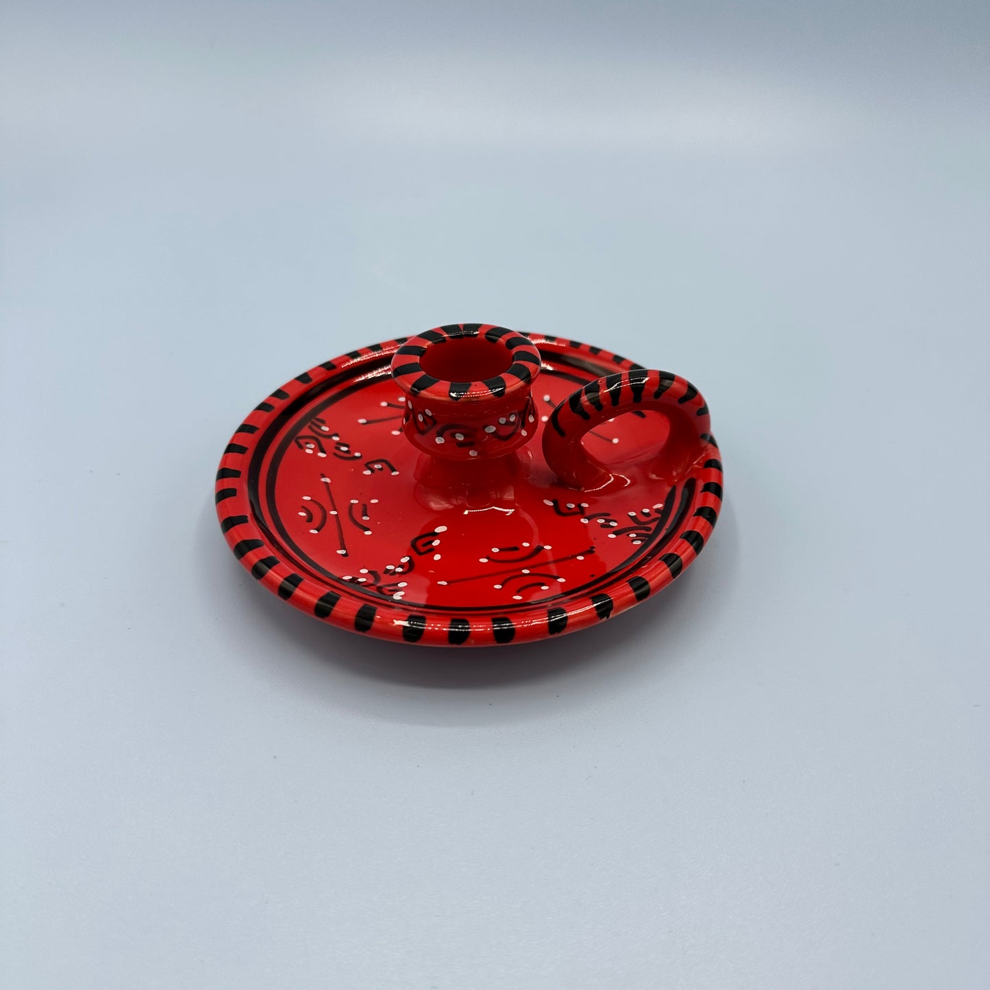 Red & Black Ceramic Candle Holder