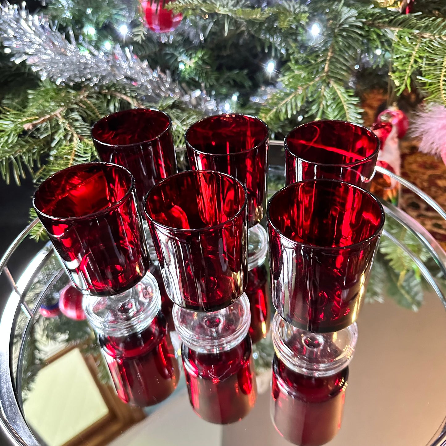 Ruby Red Vintage Glasses Tall (x6)