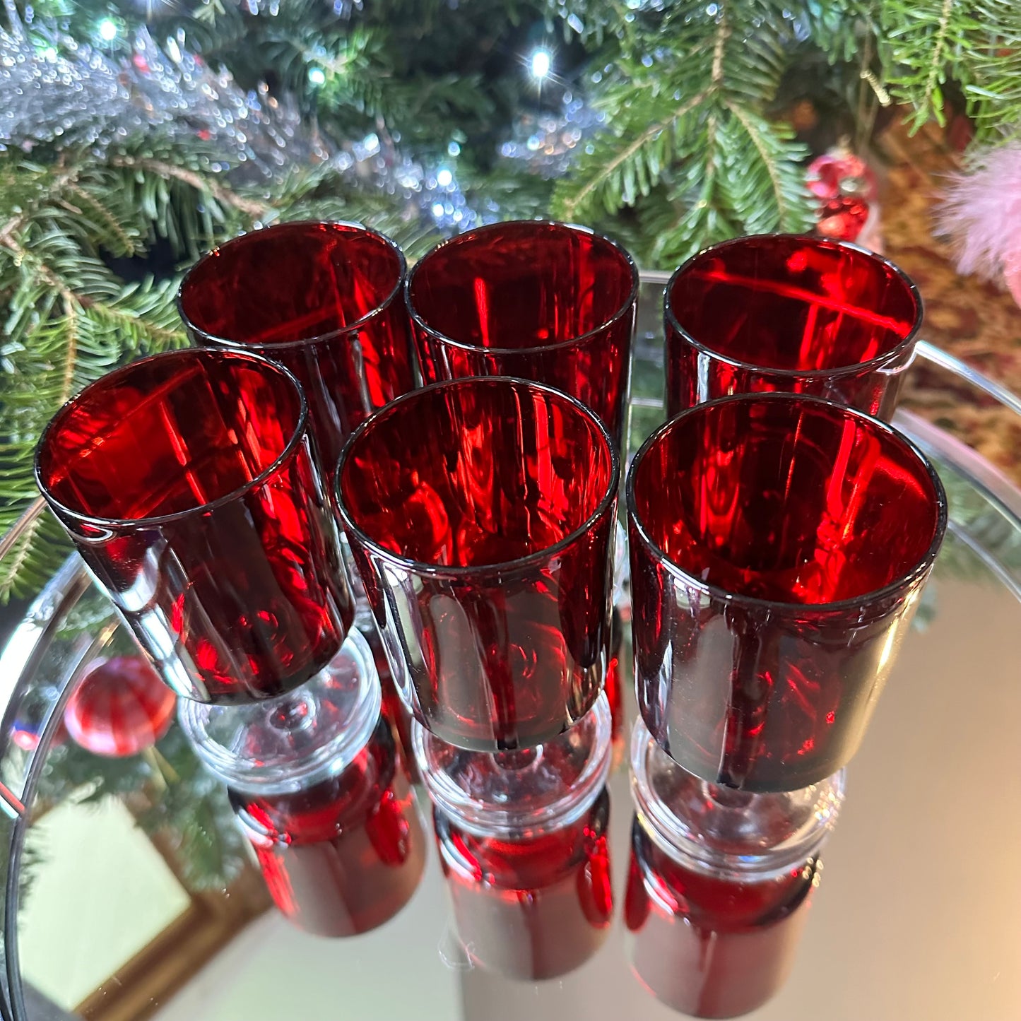 Ruby Red Vintage Glasses Tall (x6)