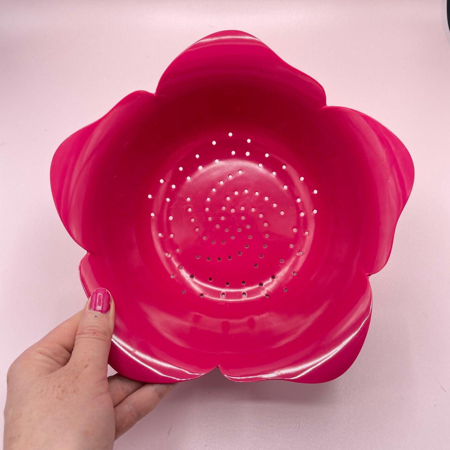 Pink Melamine Flower Colander