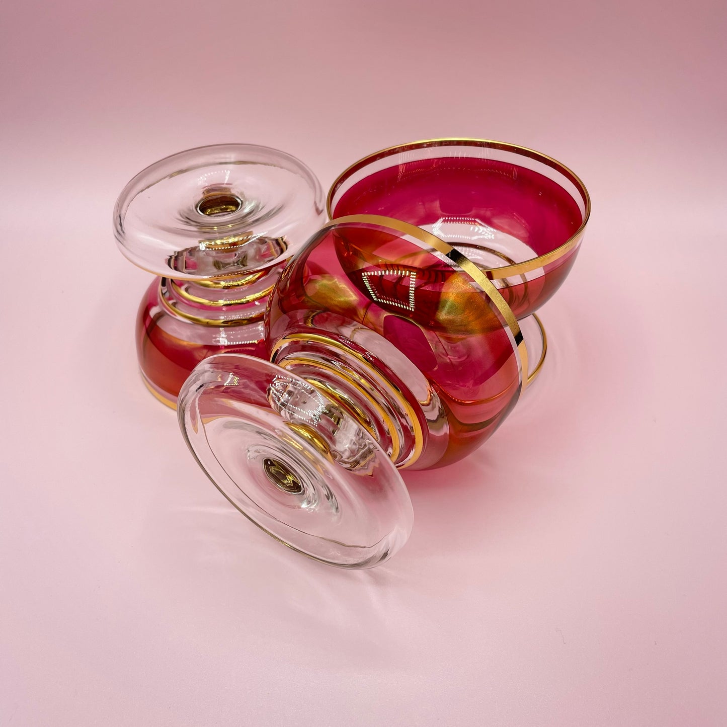 Cranberry Glass Bowls x5