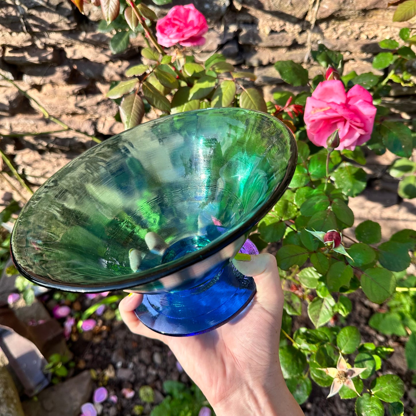 Green & Blue Glass Bowl