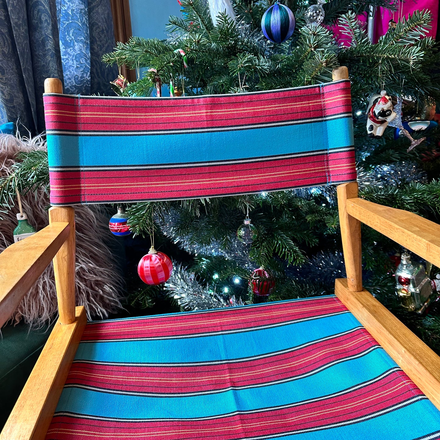 Candy Striped Director's Chair (Red & Blue)