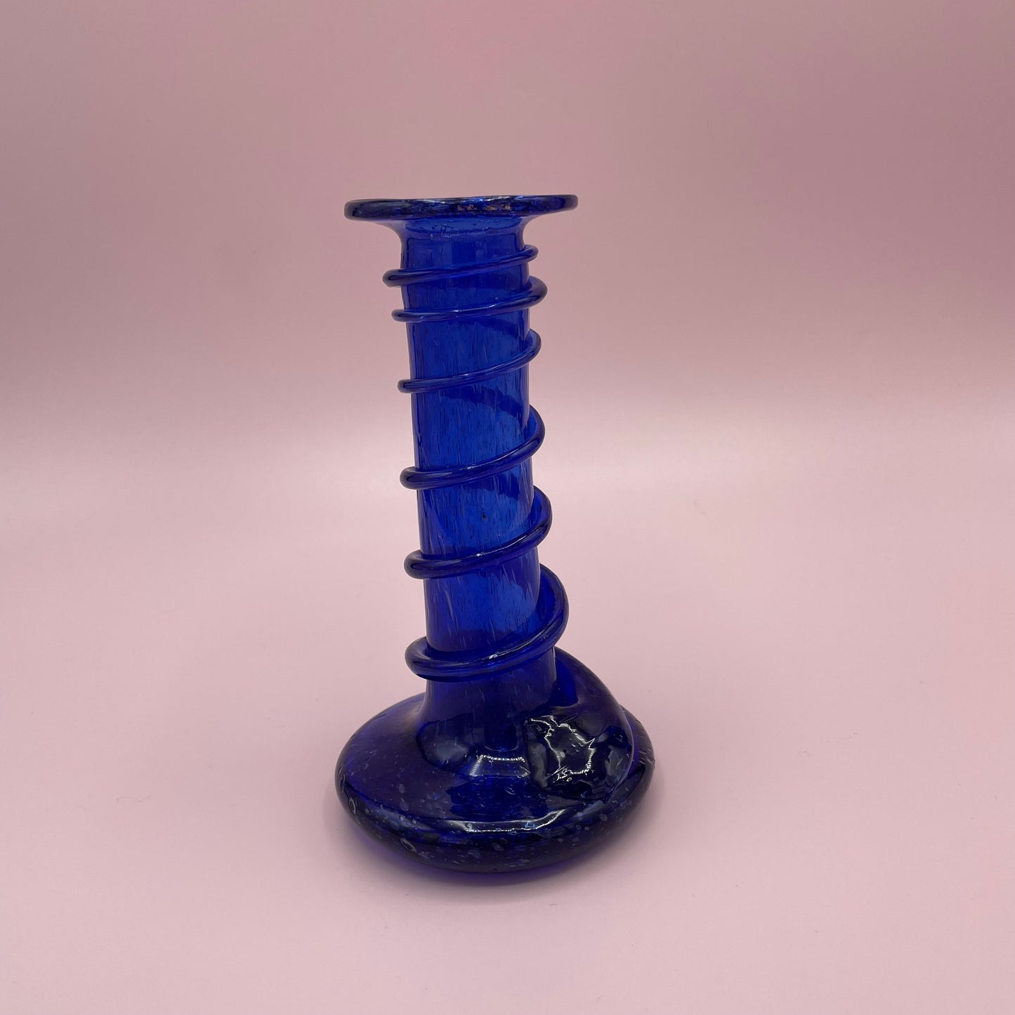 Hand Blown Blue Candle Holder