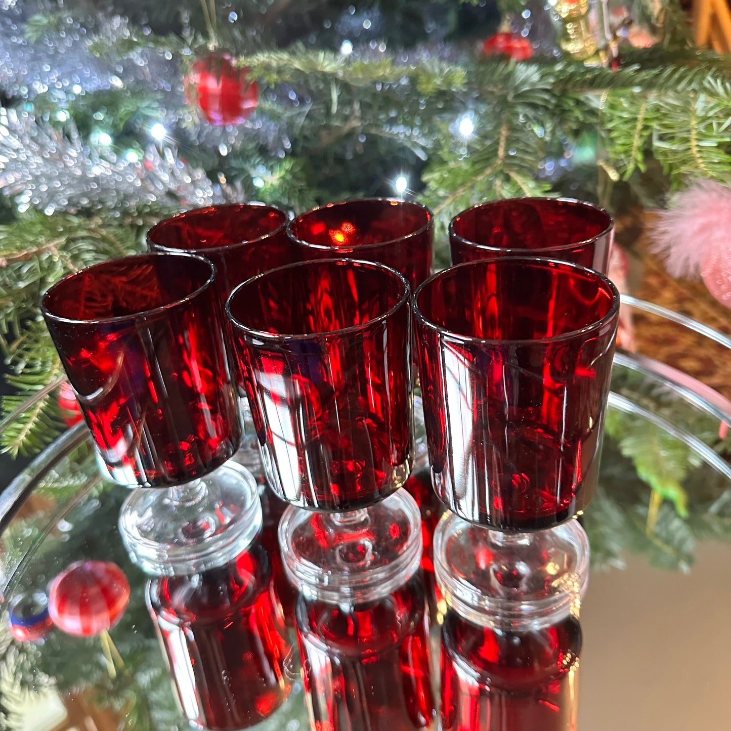 Ruby Red Vintage Glasses Tall (x6)