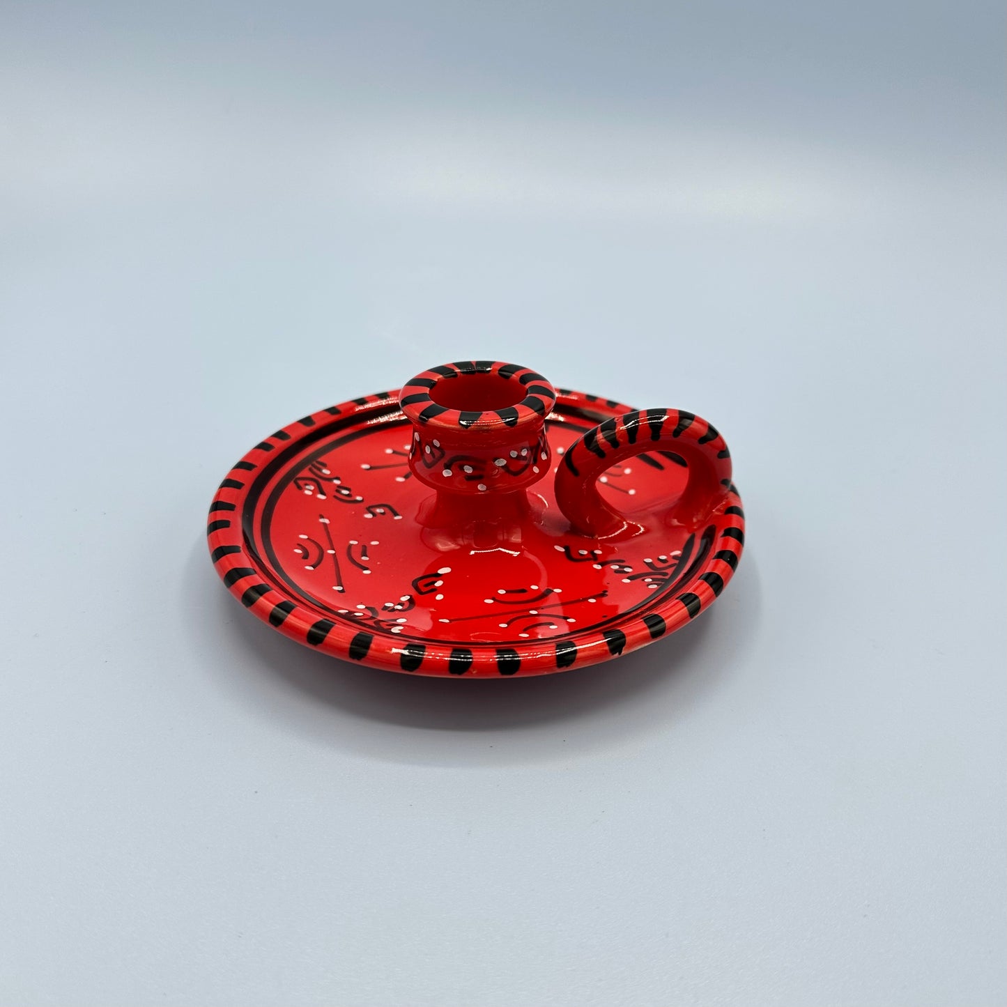 Red & Black Ceramic Candle Holder