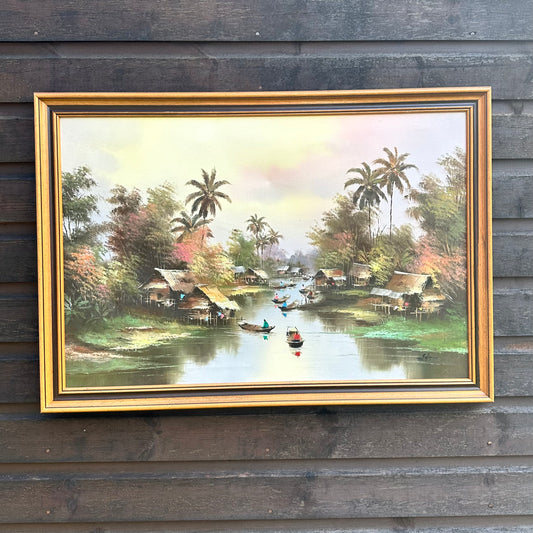 Asian Water Scene Canvas Original