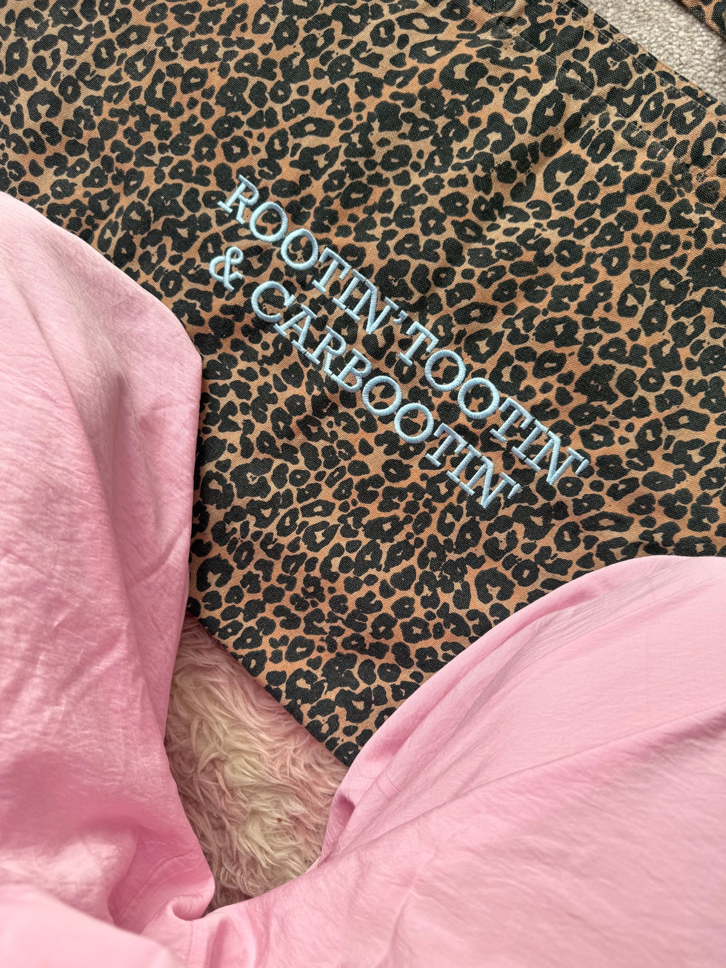 The 'Everything' Carbootin' Bag in Leopard & Baby Blue *pre-order*