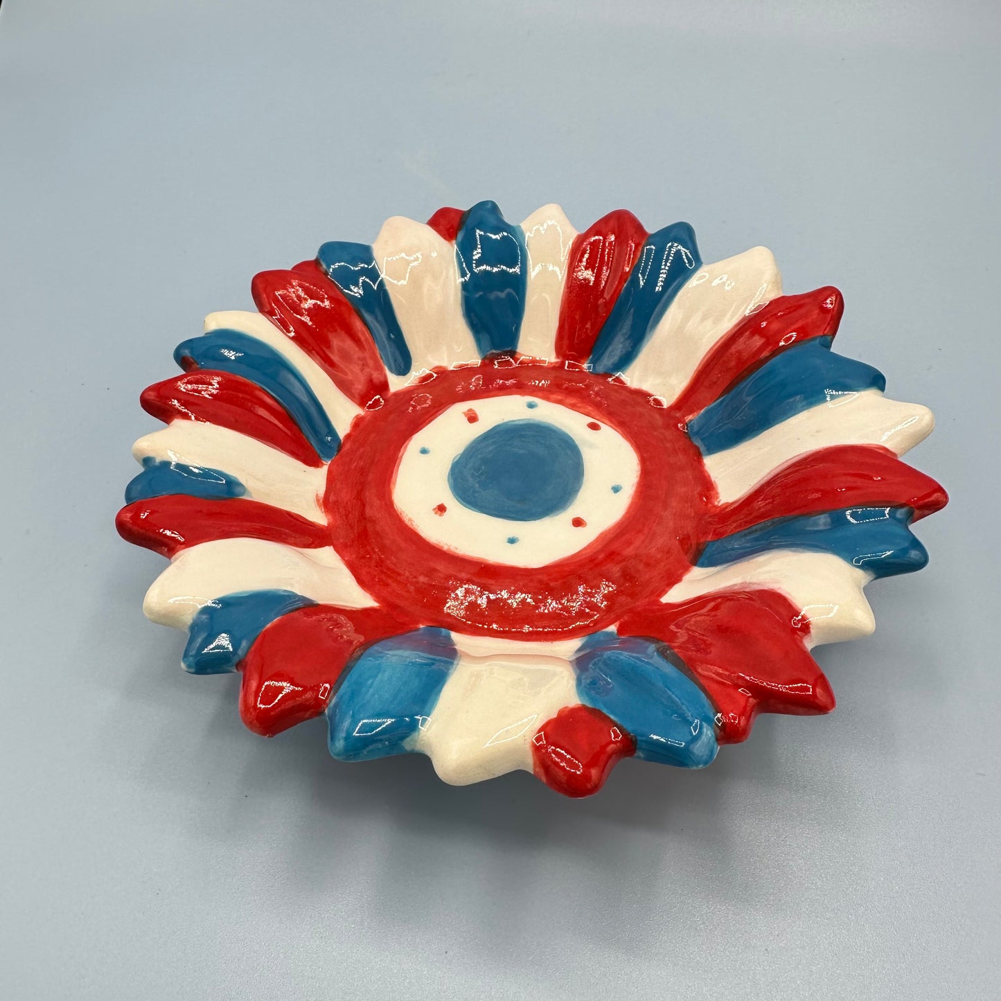 Red & Blue Ceramic Dish