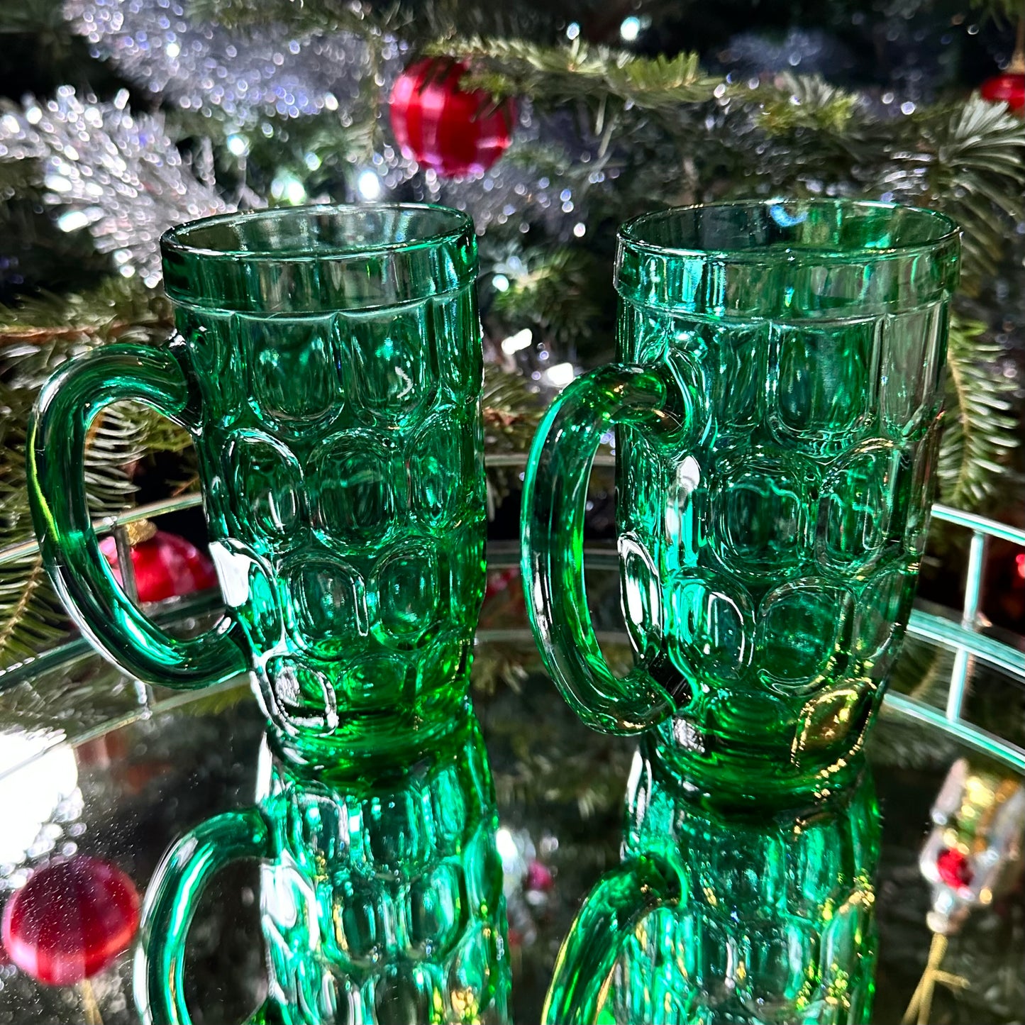 Green Half Pint Tankards (Pair)