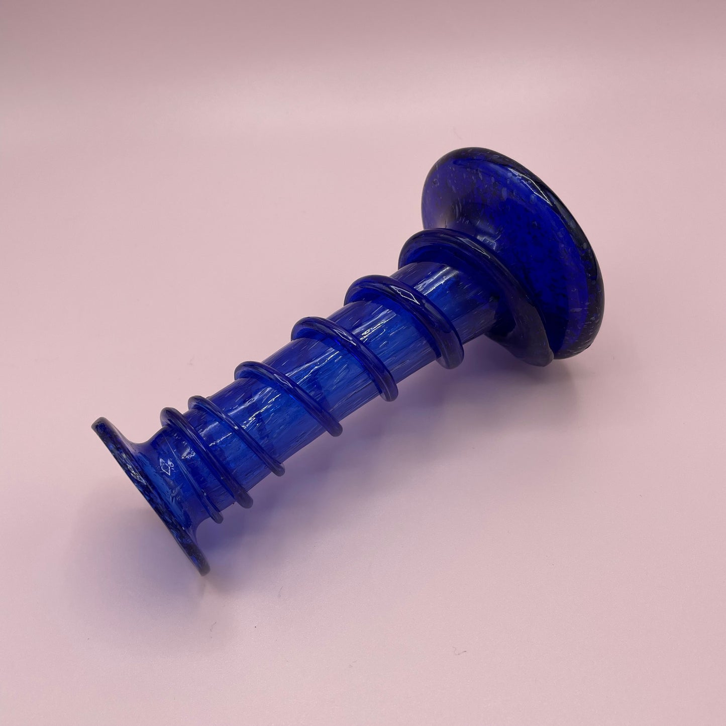 Hand Blown Blue Candle Holder