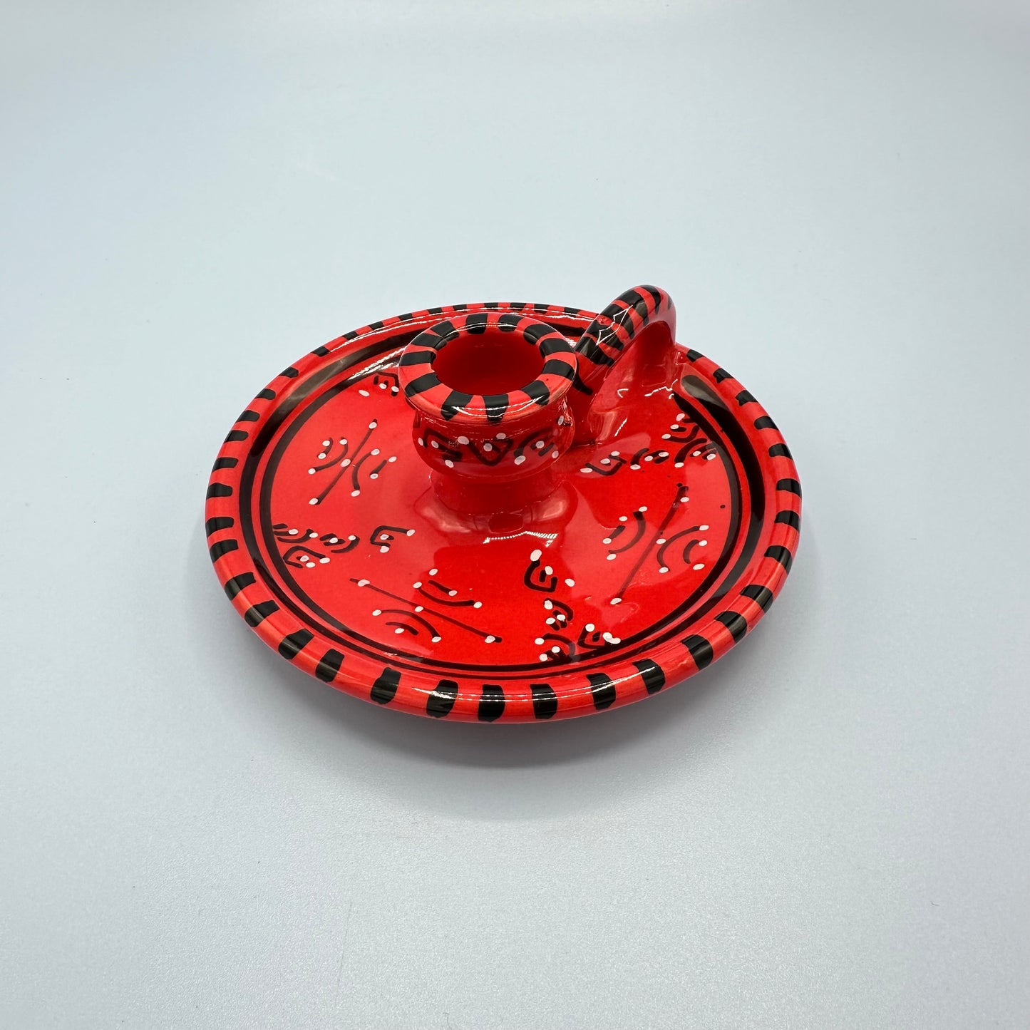 Red & Black Ceramic Candle Holder