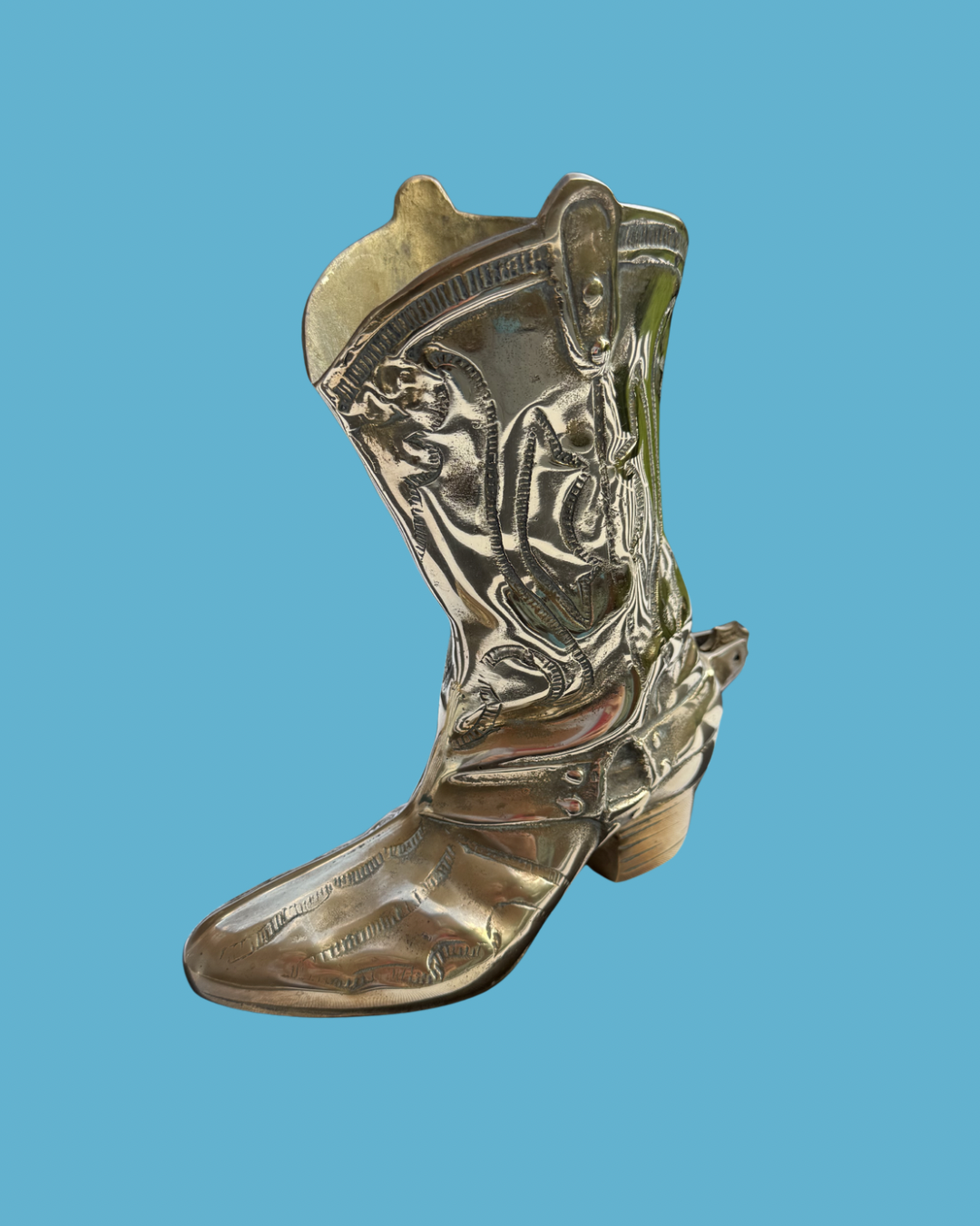 Brass Cowboy Boot Vase Large