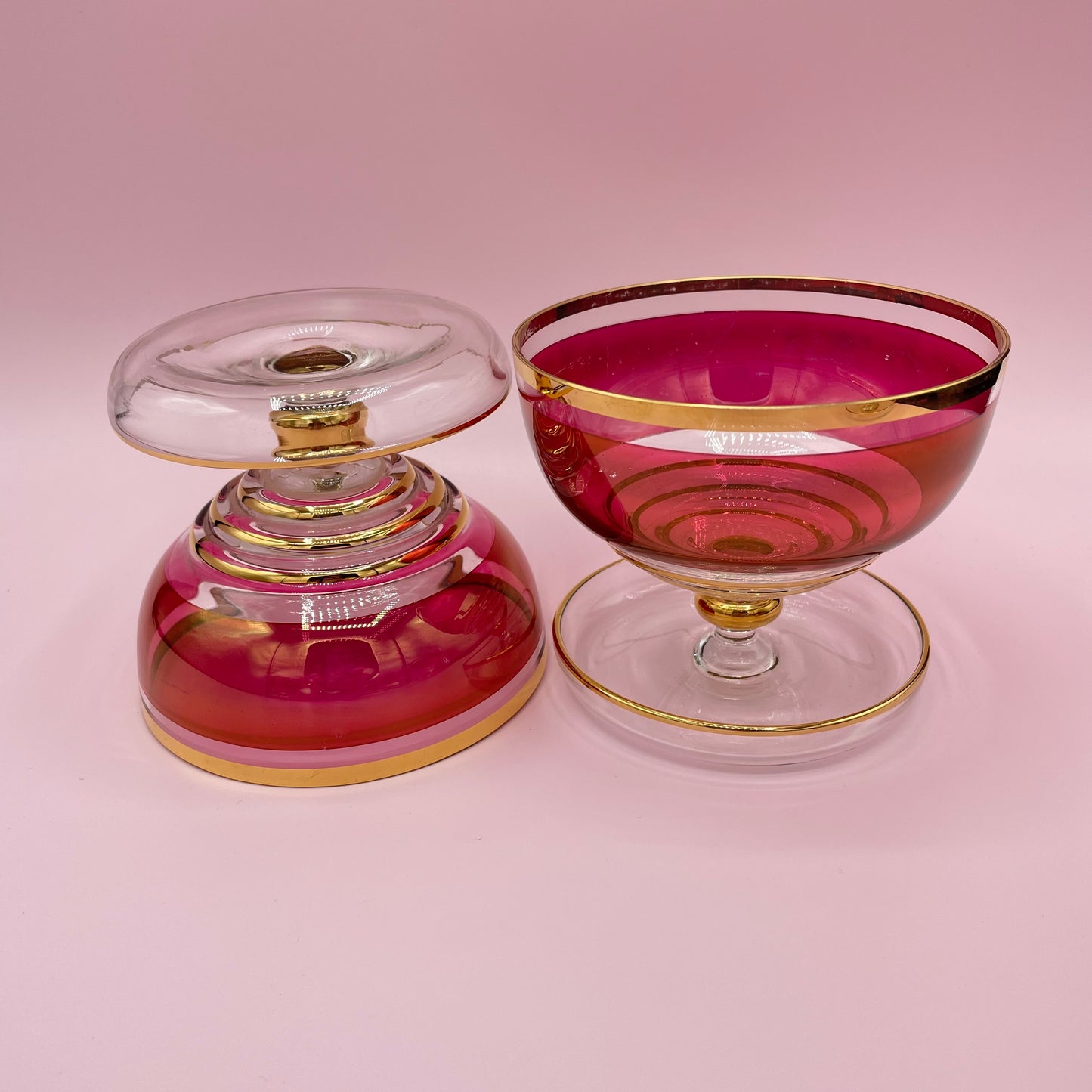 Cranberry Glass Bowls x5