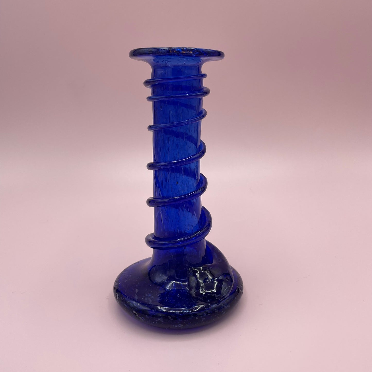 Hand Blown Blue Candle Holder