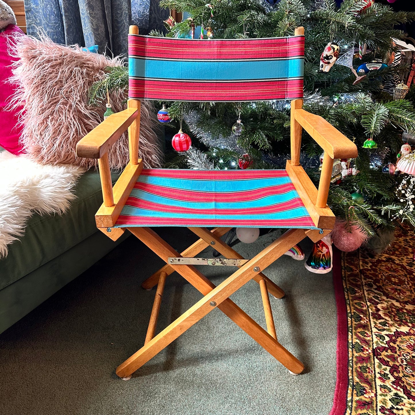 Candy Striped Director's Chair (Red & Blue)