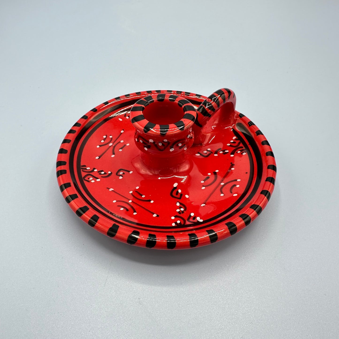 Red & Black Ceramic Candle Holder