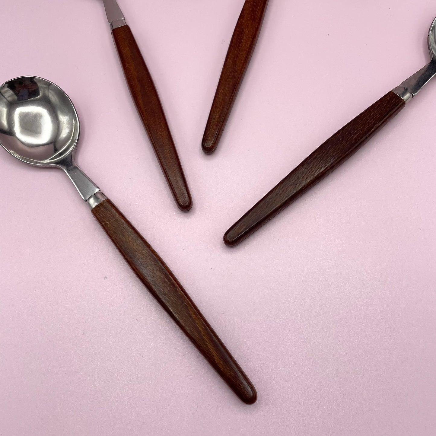 Teak Handle Soup/ Dessert Spoons x6