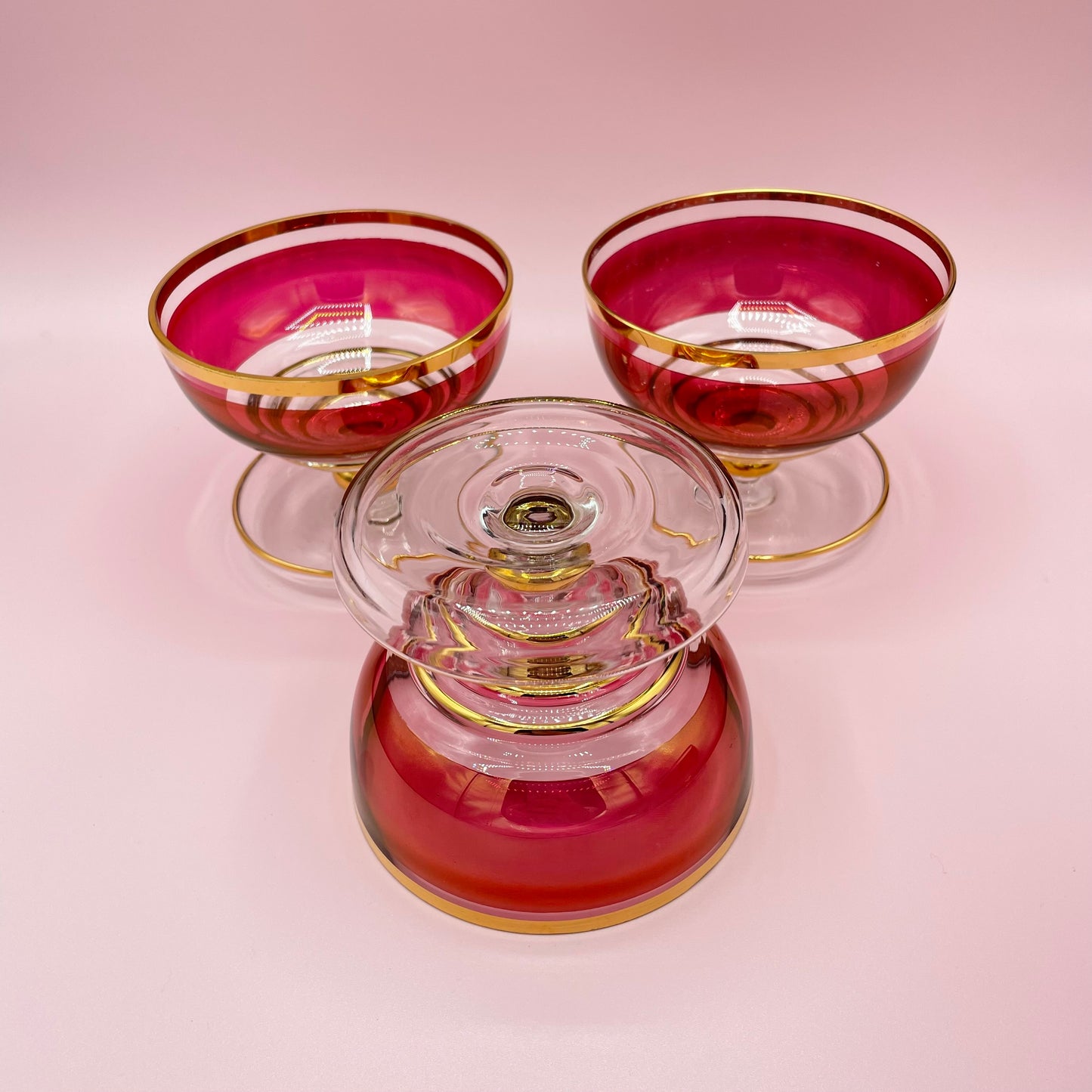 Cranberry Glass Bowls x5