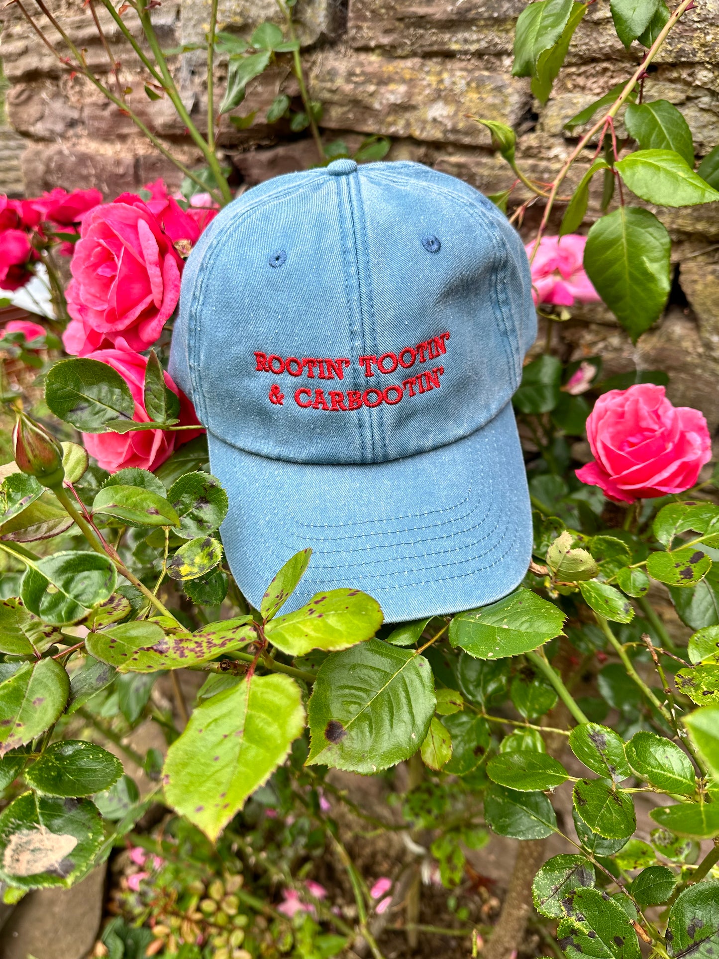 Rootin’ Tootin’ & Carbootin’ Blue & Red Cap Hat