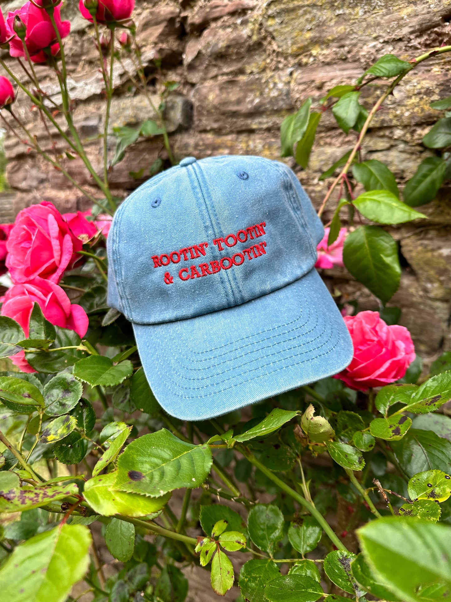 Rootin’ Tootin’ & Carbootin’ Blue & Red Cap Hat