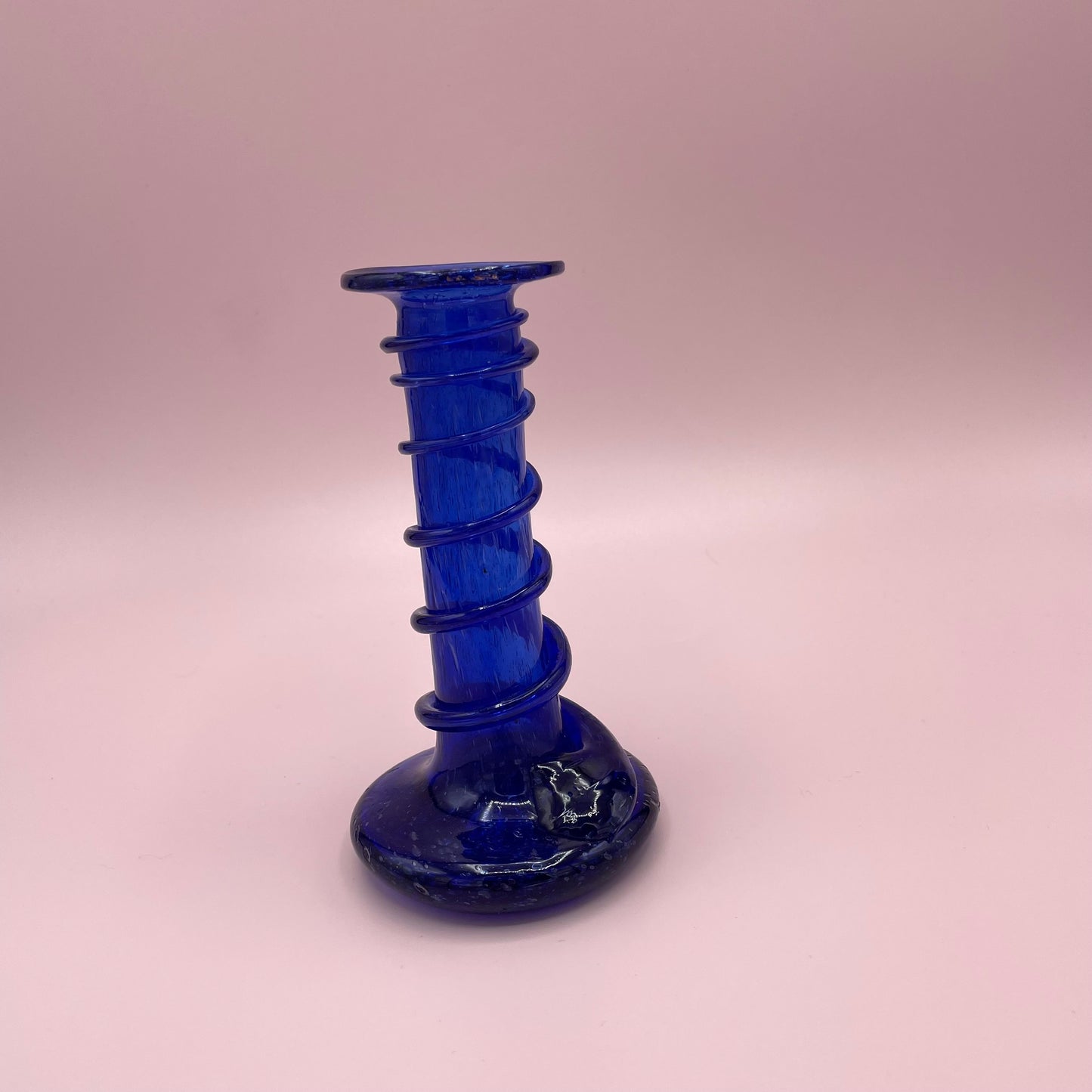 Hand Blown Blue Candle Holder