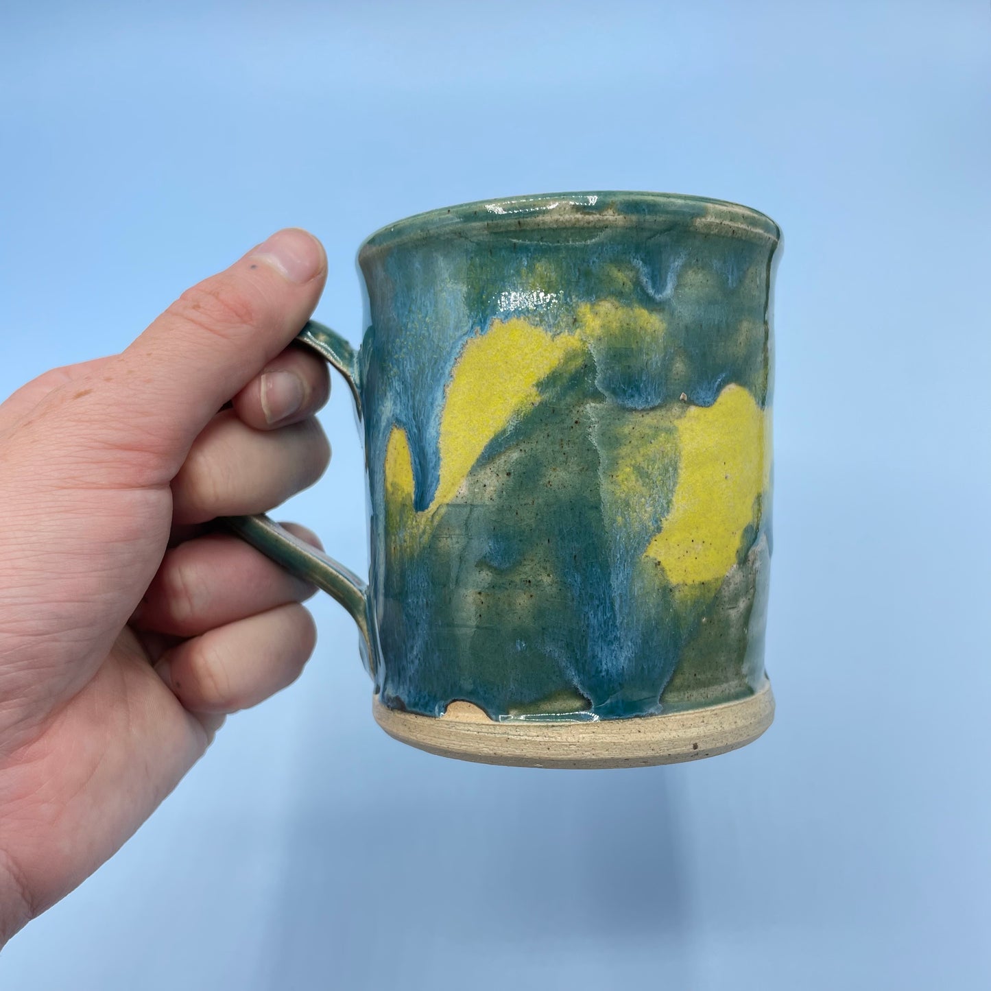 Blue Yellow Drip Glaze Mug