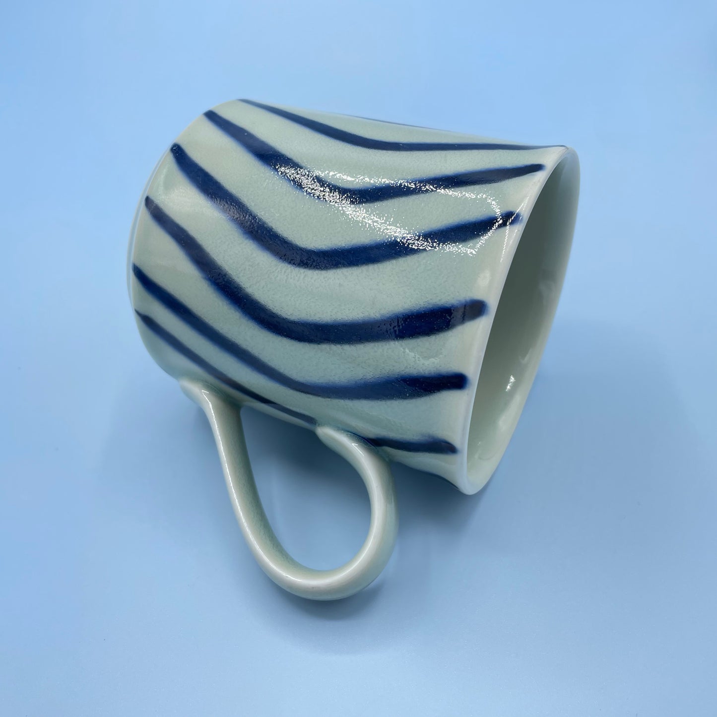 Vintage Cream & Blue Stripe Mug