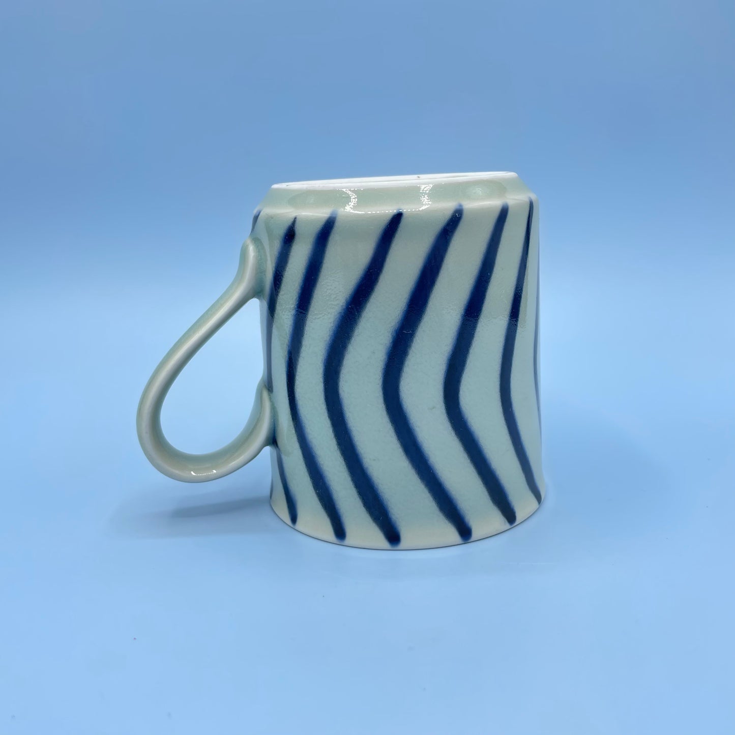 Vintage Cream & Blue Stripe Mug