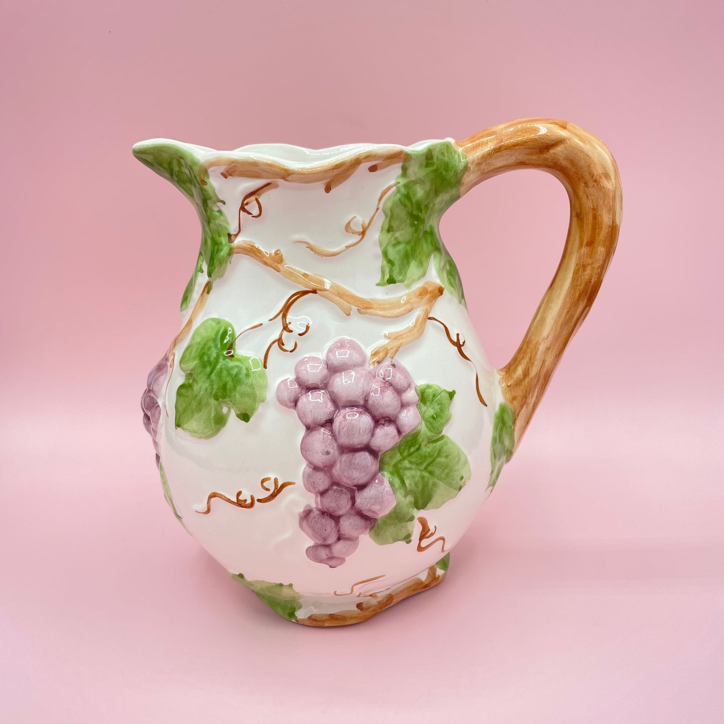 Grape Design Textured Ceramic Jug