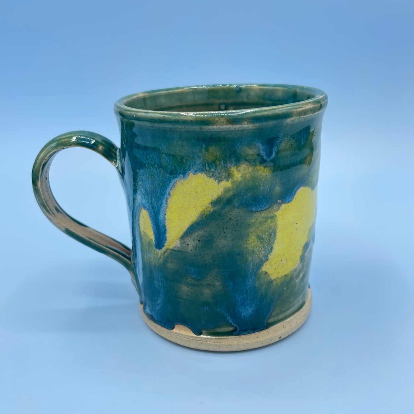 Blue Yellow Drip Glaze Mug