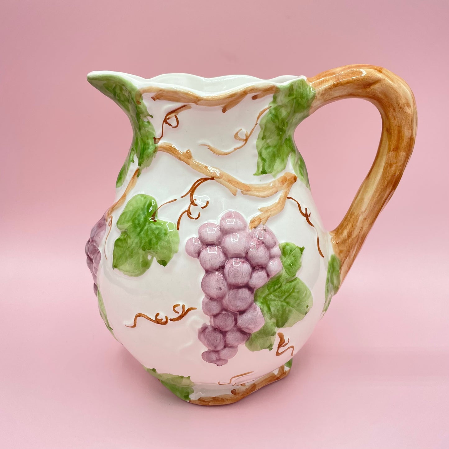 Grape Design Textured Ceramic Jug